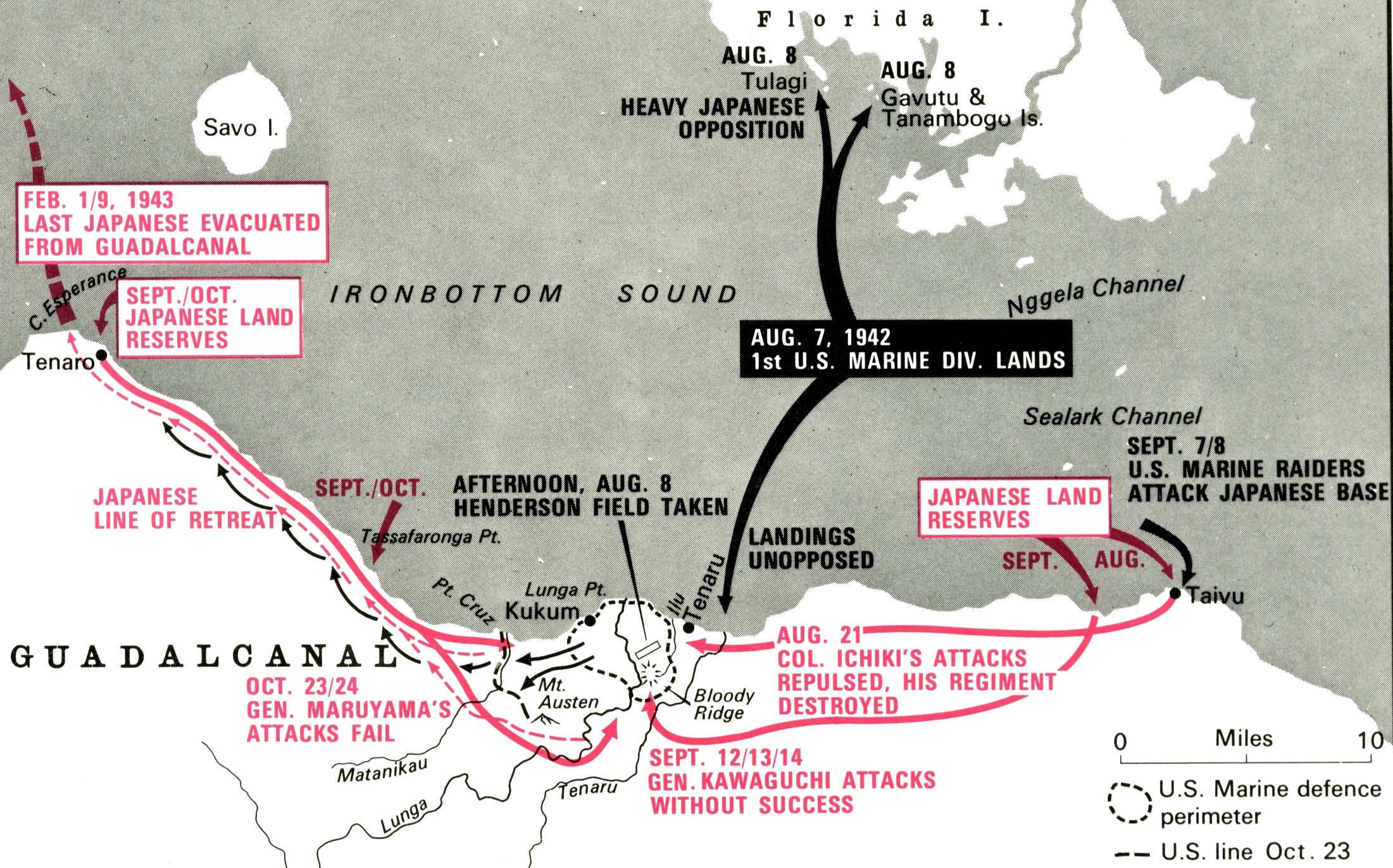 Map of Guadalcanal Battles
